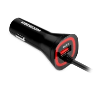 Купить - зарядное устройство для телефона и планшета  Автозарядка 2xUSB 18W (USB-A+кабель Type-C) 3A QC3.0 Royal черная Modecom