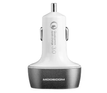 Купить - зарядное устройство для телефона и планшета  Автозарядка 3xUSB (USB-C, 2xUSB-A) PD/QC3.0 белая Modecom