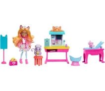 Купить - игрушку для девочки  Игровой набор Кабинет врача Кошечки Карлин Enchantimals City Tails Main Street Feel Fine Doctor's Office HLH22