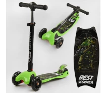 Купить - самоката  Самокат трехколесный Best Scooter Maxi с фарой Черно-зеленый (L-6503)