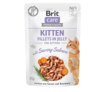 Купить -  Корм "Brit Care Cat Fillets In Jelly Salmon" влажный с пикантным лососем для кошек (8595602540594)
