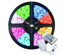Купить - светодиодную ленту  Светодиодная лента RIAS 3528 LED RGB в бухте 5м разноцветная 220V с пультом