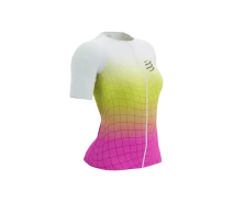 Купить - компрессионную футболку  Компрессионная женская футболка Compressport Tri Postural Aero SS Top W, Safe Yellow/Neo Pink, S