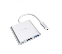Купить - кардридер  USB-хаб Hoco HB14 Easy Use Type-C to USB3.0/HDMI/PD 67Вт silver