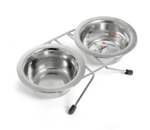 Купить - миску и контейнер для собак  Подставка с двумя мисками Flamingo Duo Dinner из нержавеющей стали 2 х 230 мл