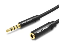 Купить - адаптер и кабель  Кабель Vention Audio 3.5 mm M - 3.5 mm F, 2m, Black (BHBBH)