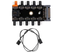 Купить - адаптер и кабель  Хаб сплиттер для питания 10 вентиляторов 12В 4pin PWM от Sata, майнинг