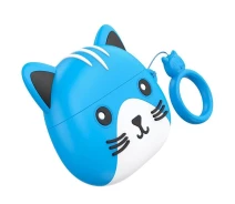 Купить - наушники  Беспроводные детские наушники Bluetooth HOCO Cat EW46 в кейсе Blue
