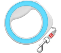 Купить - поводок для собак  Поводок-рулетка для собак WAUDOG R-leash, круглая, XS-M, до 40 кг, 2,9 м, светоотражающая голубая лента(4823089328508)