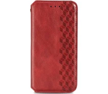 Купить - чехол для смартфона  Кожаный чехол книга GETMAN Cubic (PU) для Xiaomi Redmi 10C (Красный) (1374348)