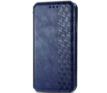 Купить - чехол для смартфона  Кожаный чехол книга GETMAN Cubic (PU) для Xiaomi Redmi Note 9 / Redmi 10X (Синий) (905901)