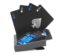 Купить - игральную карту  Карты игральные Blackjack пластиковые, водонепроницаемые черные с синим