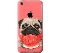 Купить - чехол для смартфона  Чехол 2d пластиковый на телефон iPhone 5c Мопс и арбуз "4665t-23-1529"