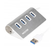 Купить - кардридер  Концентратор Maxxter USB 3.0 Type-A 4 ports silver (HU3A-4P-01)
