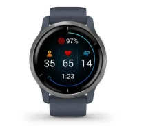 Купить - смарт-часы  Garmin Venu 2 Silver Bezel with Granite Blue Case and Silicone Band (010-02430-10/00)