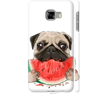 Купить - чехол для смартфона  Чехол 3d пластиковый матовый на телефон Samsung Galaxy C5 C5000 Мопс и арбуз "4665m-301-1529"