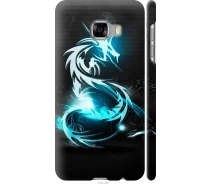 Купить - чехол для смартфона  Чехол 3d пластиковый матовый на телефон Samsung Galaxy C5 C5000 Бело-голубой огненный дракон "113m-301-1529"