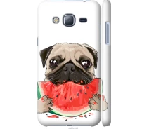 Купить - чехол для смартфона  Чехол 3d пластиковый матовый на телефон Samsung Galaxy J3 Duos (2016) J320H Мопс и арбуз "4665m-265-1529"