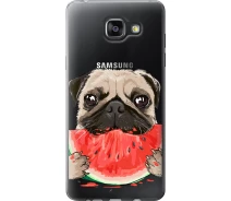 Купить - чехол для смартфона  Чехол силиконовый на телефон Samsung Galaxy A5 (2016) A510F Мопс и арбуз "4665u-158-1529"