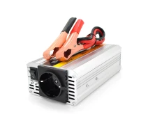 Купить - преобразователь напряжения  Инвертор напряжения powermaster-500(300вт), 12/220 с апроксимированной синусоидой, 1 универсальная розетка, клеммы+крокодилы, box