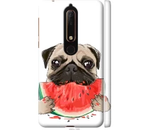 Купить - чехол для смартфона  Чехол 3d пластиковый матовый на телефон Nokia 6.1 Мопс и арбуз "4665m-1628-1529"