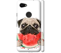 Купить - чехол для смартфона  Чехол 3d пластиковый матовый на телефон Google Pixel 3a XL Мопс и арбуз "4665m-1713-1529"