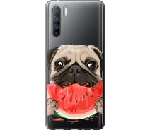 Купить - чехол для смартфона  Чехол силиконовый на телефон Oppo Reno 3 Мопс и арбуз "4665u-1901-1529"