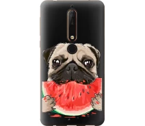 Купить - чехол для смартфона  Чехол силиконовый на телефон Nokia 6.1 Мопс и арбуз "4665u-1628-1529"