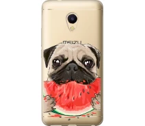 Купить - чехол для смартфона  Чехол силиконовый на телефон Meizu M5s Мопс и арбуз "4665u-776-1529"
