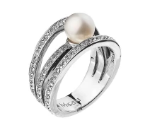 Купить - серебряное кольцо  Кольцо из серебра с жемчугом (искусст.) и Swarovski (186777)