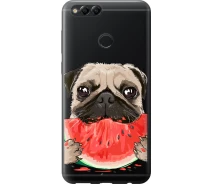 Купить - чехол для смартфона  Чехол силиконовый на телефон Huawei Honor 7X Мопс и арбуз "4665u-1139-1529"