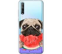 Купить - чехол для смартфона  Чехол силиконовый на телефон Huawei P Smart S Мопс и арбуз "4665u-1813-1529"