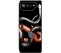 Купить - чехол для смартфона  Чехол силиконовый на телефон Asus Rog Phone 7 Красно-черная змея на черном фоне "4063u-3405-1529"