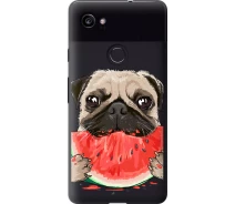 Купить - чехол для смартфона  Чехол 2d пластиковый на телефон Google PixeL 2 XL Мопс и арбуз "4665t-1643-1529"