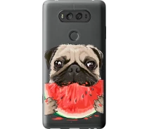 Купить - чехол для смартфона  Чехол 2d пластиковый на телефон LG V20 Мопс и арбуз "4665t-787-1529"