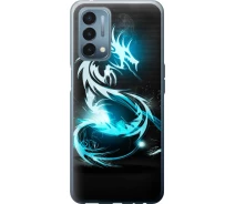 Купить - чехол для смартфона  Чехол силиконовый на телефон OnePlus Nord N200 Бело-голубой огненный дракон "113u-2384-1529"