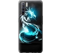 Купить - чехол для смартфона  Чехол силиконовый на телефон Oppo Reno 3 Бело-голубой огненный дракон "113u-1901-1529"