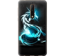 Купить - чехол для смартфона  Чехол силиконовый на телефон Nokia 6.1 Бело-голубой огненный дракон "113u-1628-1529"