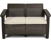 Купить - садовый диван  Диван пластиковый садовый Keter Corfu II Love seat, коричневый (8711245158259)
