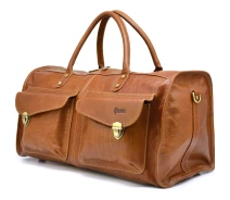 Купить - чемодан и дорожную сумку  Дорожная кожаная сумка GB-5664-4lx TARWA 26.5×29×49.5 Коньячный