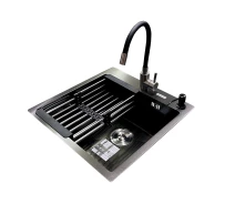 Купить - кухонную мойку  Комплект мойка + смеситель Romzha Arta U-450S BL (C) (RO41555)