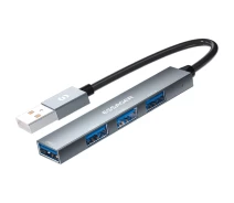 Купить - кардридер  USB-hub ESSAGER Fengyang 4 in 1 Splitter (USB-A port) Silver (EHBA04-FY10-P)