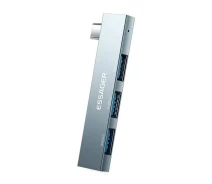 Купить - кардридер  USB-hub ESSAGER (opp bag) Fengyang 3 in 1 Splitter Silver (EHBC03-FY10-P)