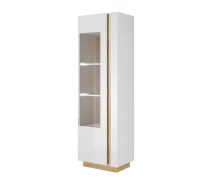 Купить - сервант  Витрина высокая в гостиную Arco (Marco) 1D1W/60 Дуб грандсон + Белый глянец (Ламинированная ДСП + Стекло)