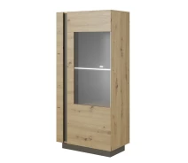 Купить - сервант  Витрина низкая в гостиную Arco (Marco) 1D1W/72 Perfect Home Графит + Дуб артизан (Ламинированная ДСП + Стекло)