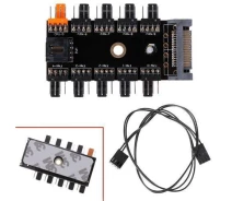 Купить - радиодеталь  Хаб сплиттер для питания 10 вентиляторов 12В 4pin PWM от Sata, майнинг