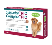 Купить - противопаразитарное средство для собаки  Simparica Трио Zoetis (сароланер, моксидектин, пирантел) для собак 20,1-40 кг 3 таблетки