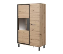 Купить - сервант  Витрина низкая Nest (Next) 2D1W/90 Perfect Home Дуб Артизан/Антрацит (Ламинированная ДСП/МДФ/Закаленное стекло)