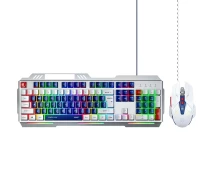 Купить - клавиатуру  Проводной набор INPHIC клавиатура K9 MECHA + игровая мышь W9, с RGB подсветкой, бесшумный, сине-белый