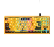 Купить - клавиатуру  Проводная клавиатура INPHIC K901 с RGB подсветкой, подключение USB-TypeC, компактная, тихая, жёлто-чёрный
